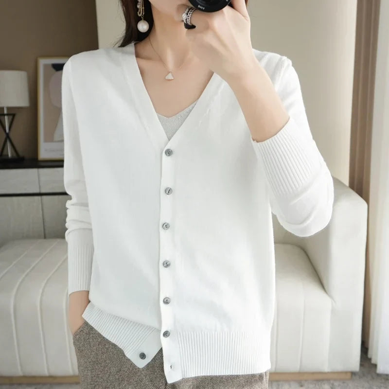 Gilet Boutonné Col V Côtelé Femme