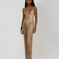 Elegant Women's Pleated Strapless Maxi Dress