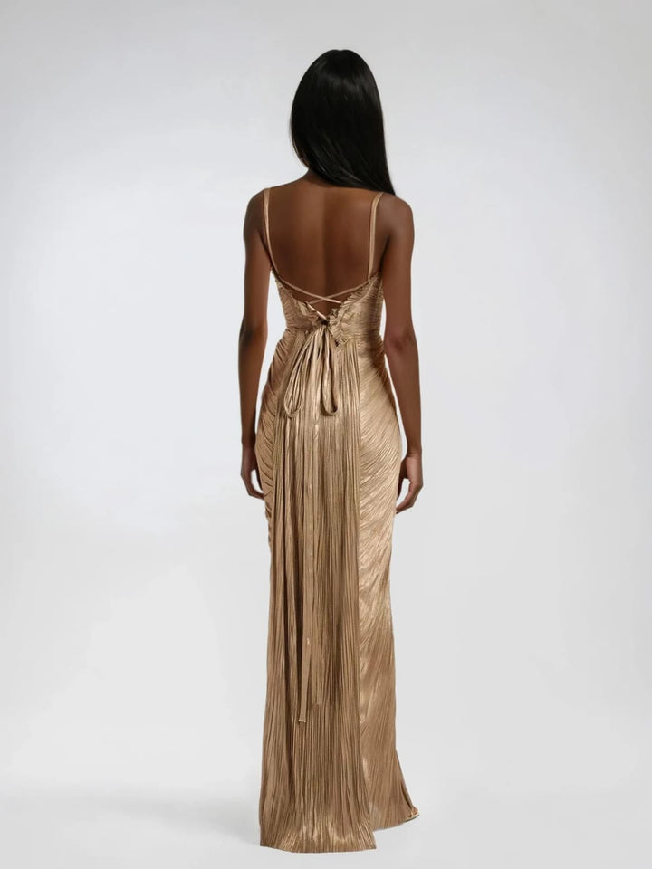 Robe Maxi Plissée Bustier Élégante Femme
