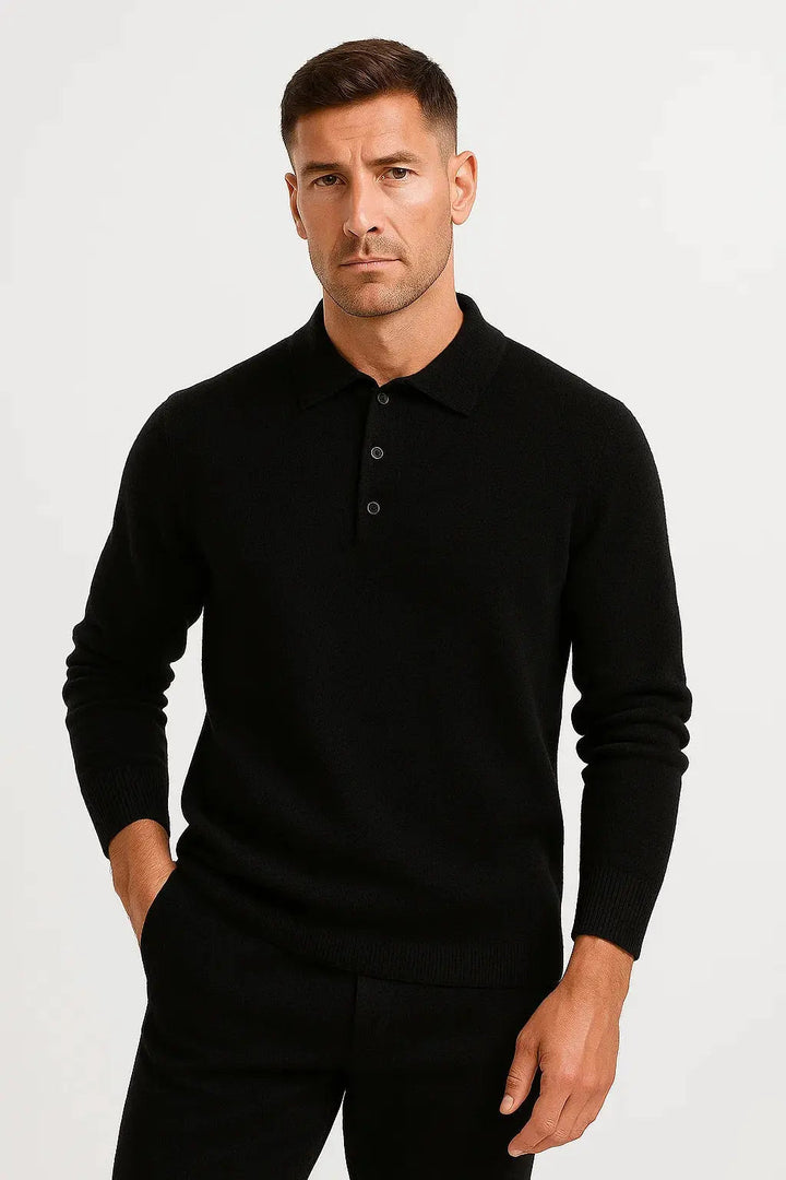 Polo à Manches Longues et Col Boutonné Homme