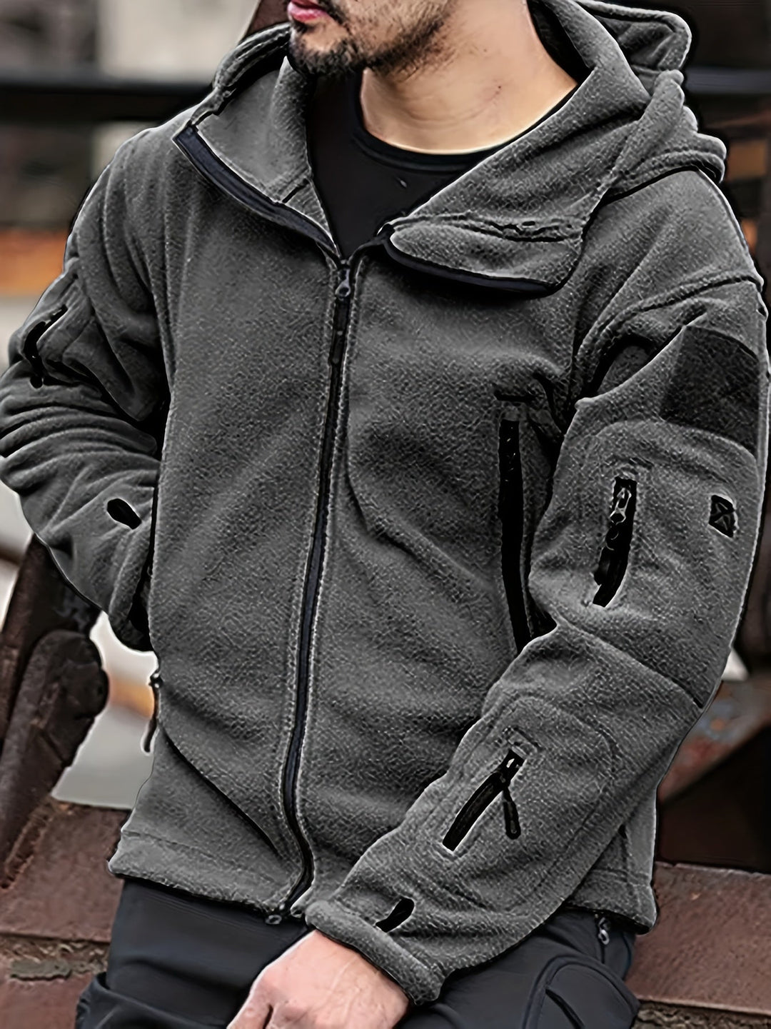 Veste Courte à Capuche Zippée Homme