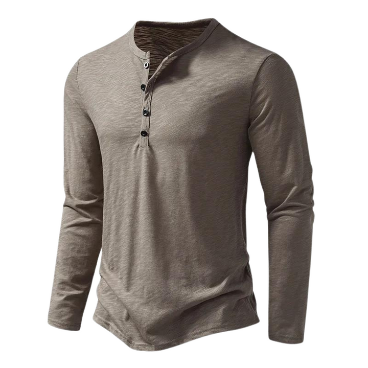 T-Shirt Henley à Manches Longues Homme