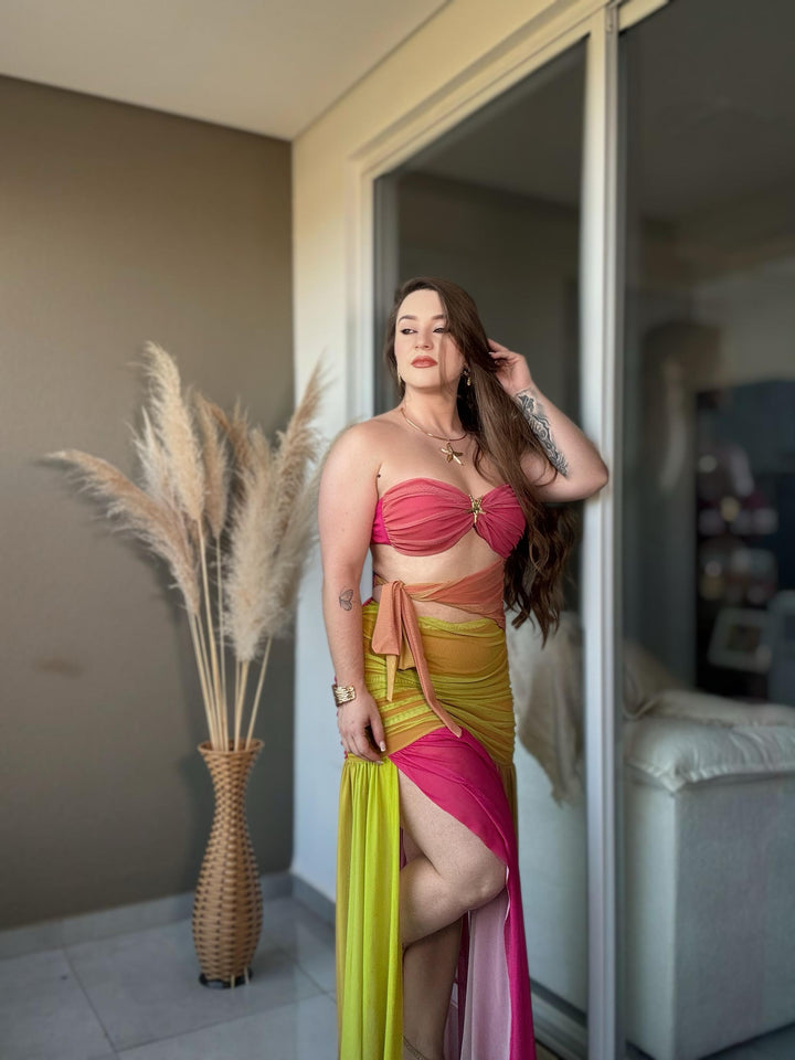 Robe Maxi Découpée Femme