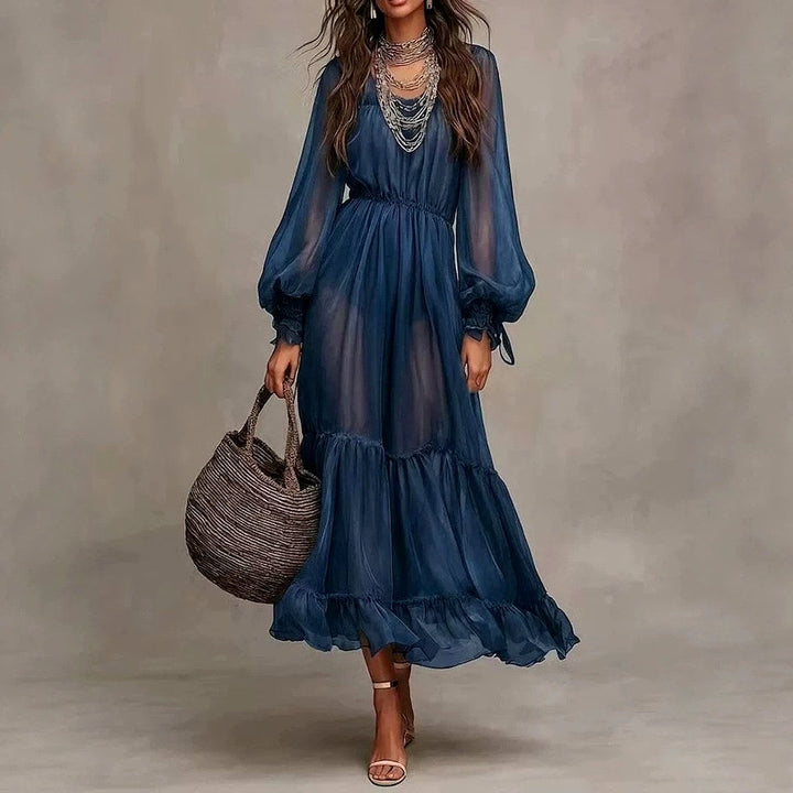 Robe Maxi à Volants Manches Longues Femme