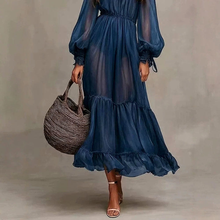 Robe Maxi à Volants Manches Longues Femme