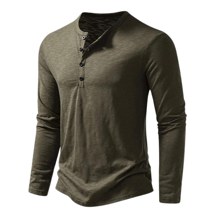 T-Shirt Henley à Manches Longues Homme