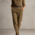 Women's Plaid Jumpsuit with Shirt Collar