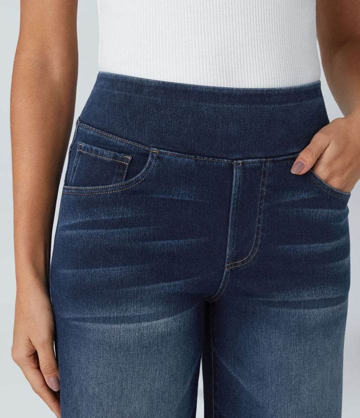 Jean Large Taille Haute à Jambe Évasée Femme