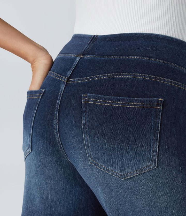 Jean Large Taille Haute à Jambe Évasée Femme