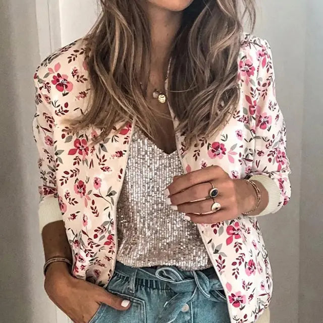 Blouson Bomber Imprimé Floral Femme