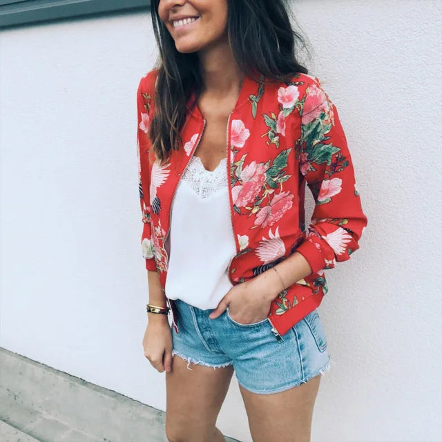 Blouson Bomber Imprimé Floral Femme