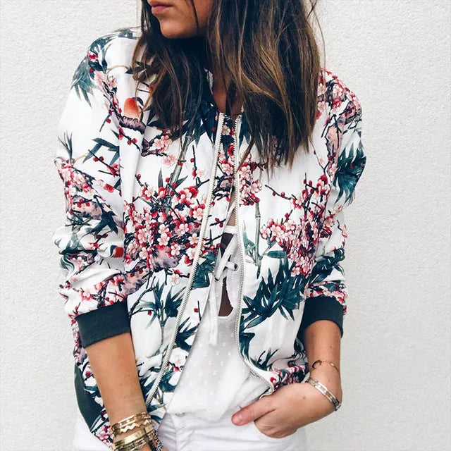 Blouson Bomber Imprimé Floral Femme