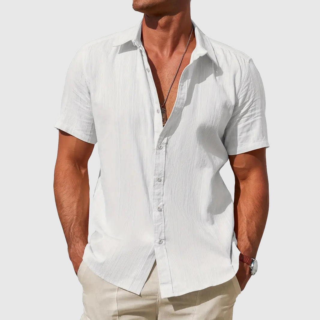 Chemise Texturée à Manches Courtes Homme