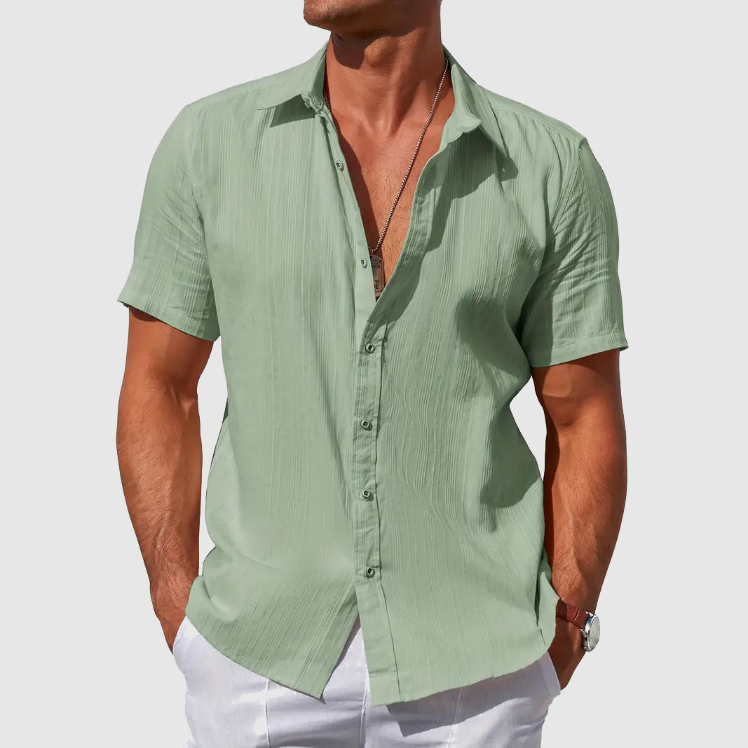 Chemise Texturée à Manches Courtes Homme