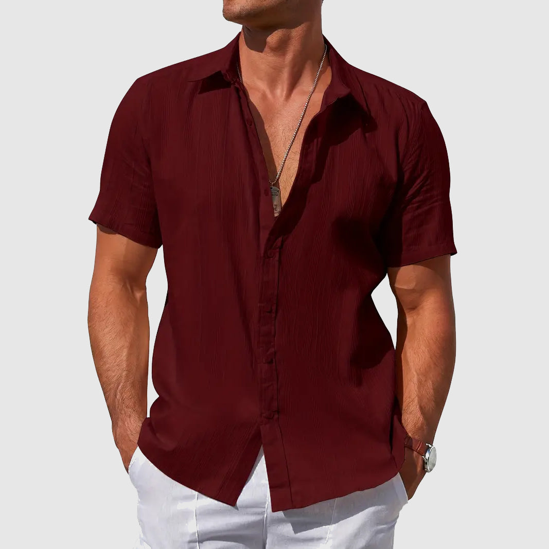 Chemise Texturée à Manches Courtes Homme