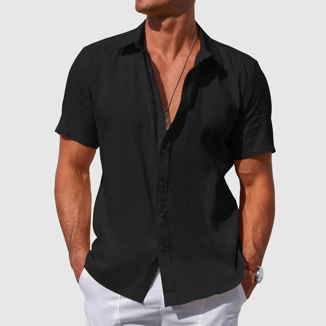Chemise Texturée à Manches Courtes Homme