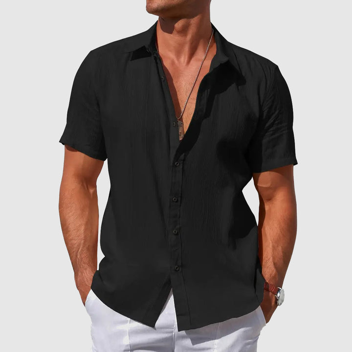 Chemise Texturée à Manches Courtes Homme