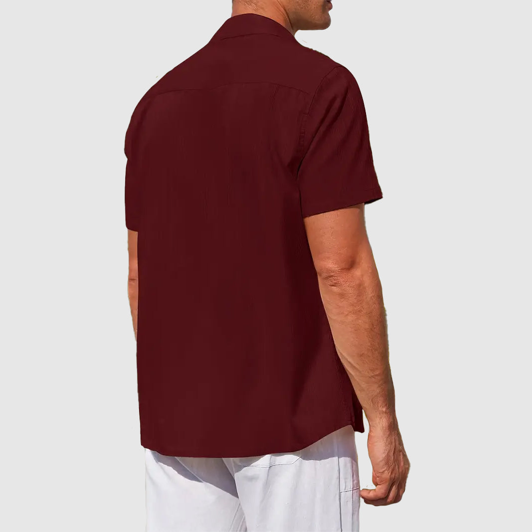 Chemise Texturée à Manches Courtes Homme