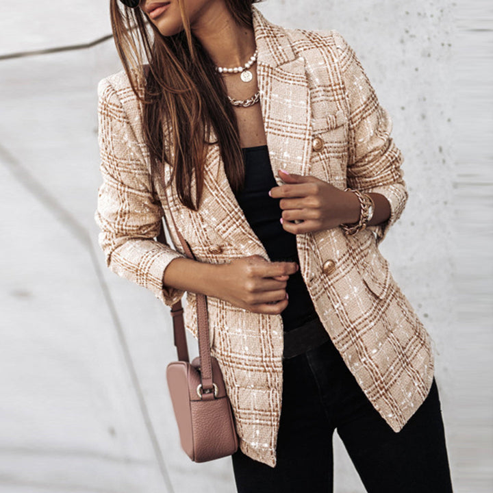 Blazer Tweed Carreaux Femme