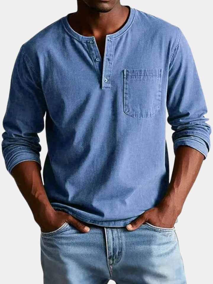 T-shirt Henley Manches Longues Homme