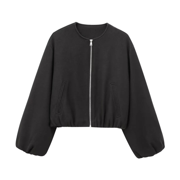 Veste Bomber Zippée à Manches Ballon Femme