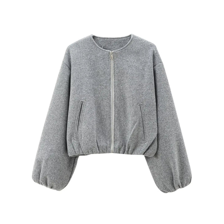 Veste Bomber Zippée à Manches Ballon Femme