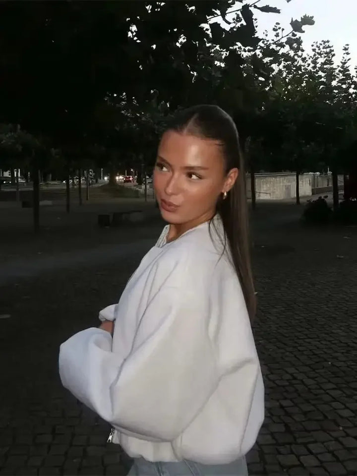 Veste Bomber Zippée à Manches Ballon Femme