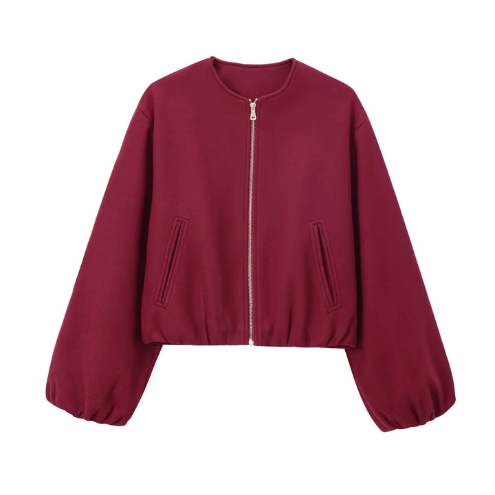 Veste Bomber Zippée à Manches Ballon Femme