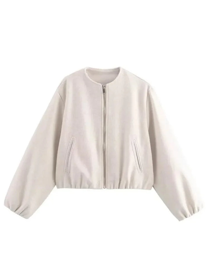 Veste Bomber Zippée à Manches Ballon Femme