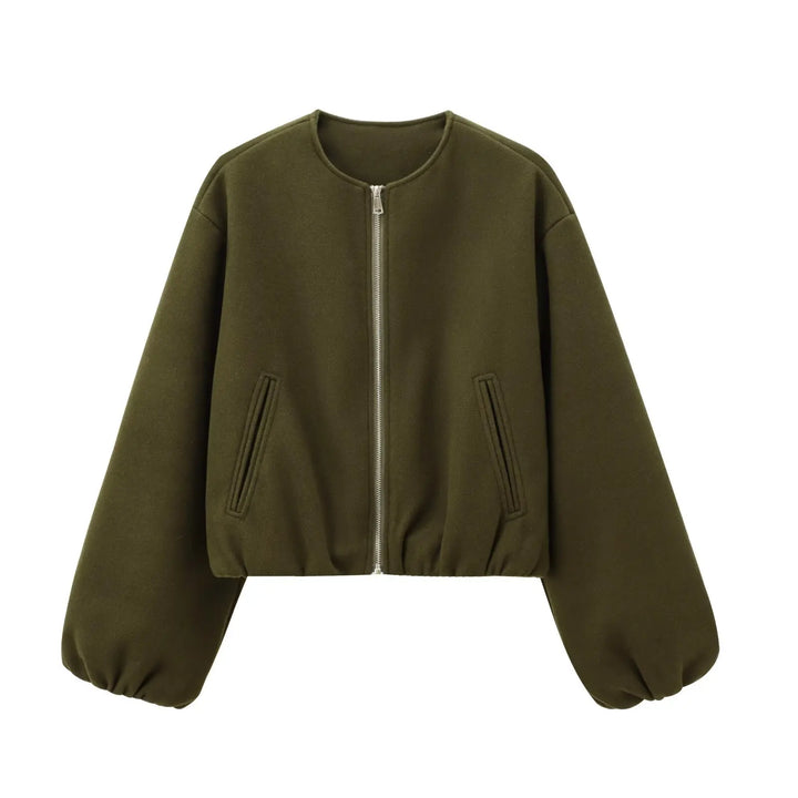 Veste Bomber Zippée à Manches Ballon Femme