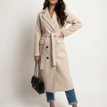 Trench Long Ceinturé à Revers Femme