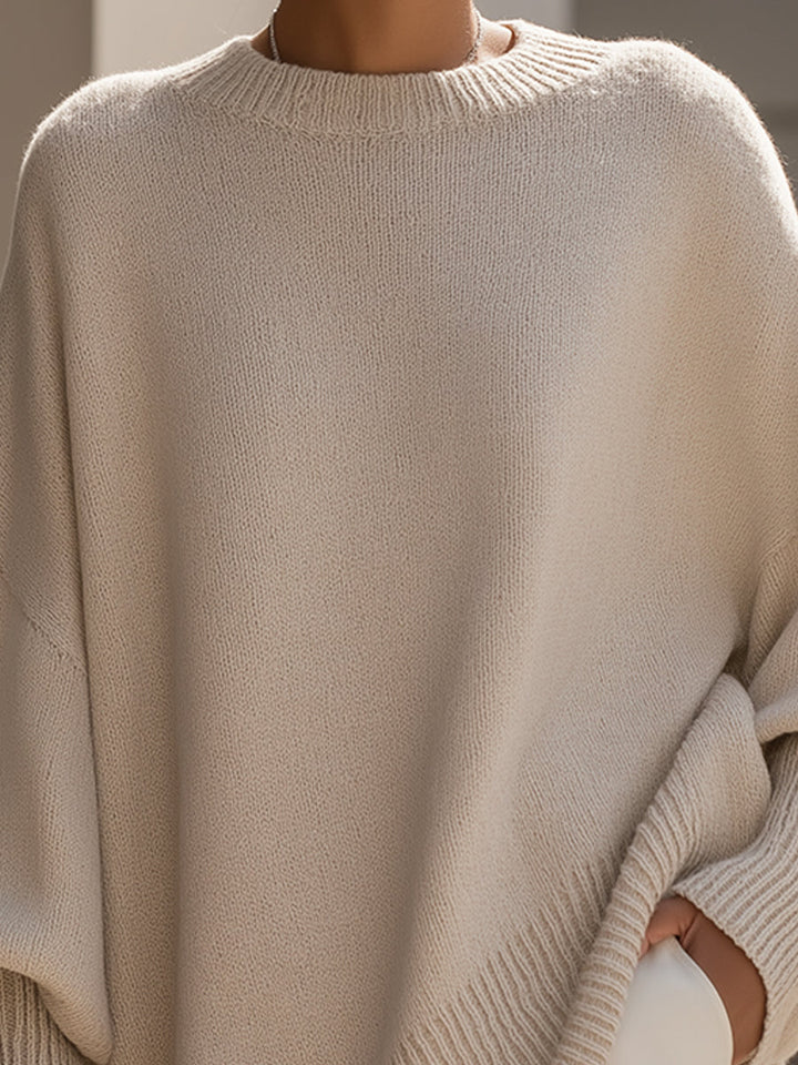 Pull Oversize en Maille Col Rond Femme