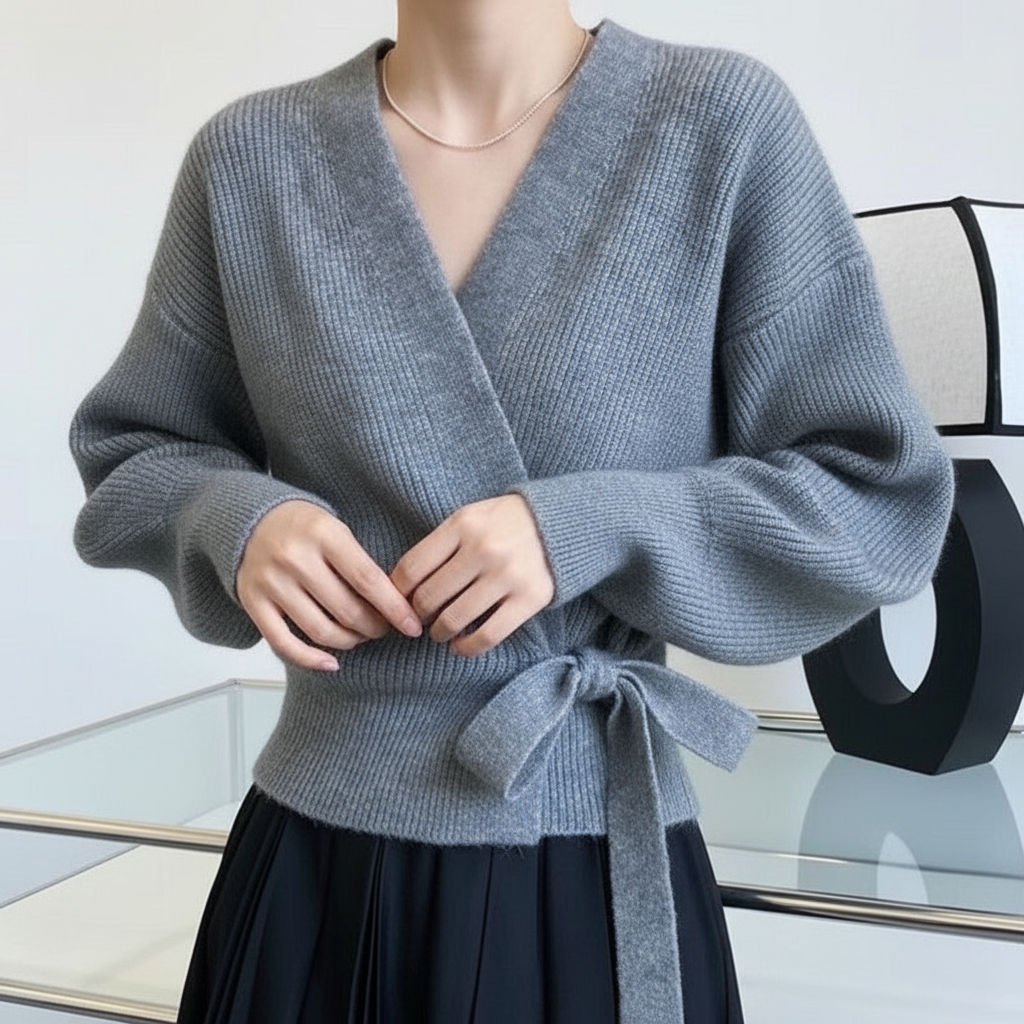 Pull Cache-cœur en Maille Ceinturé Femme