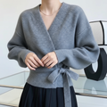Women's Belted Wrap Knit Sweater