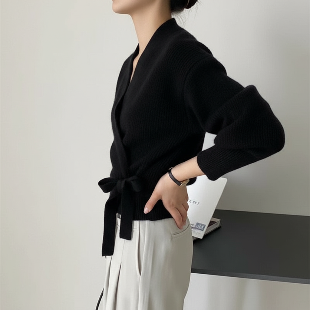 Pull Cache-cœur en Maille Ceinturé Femme