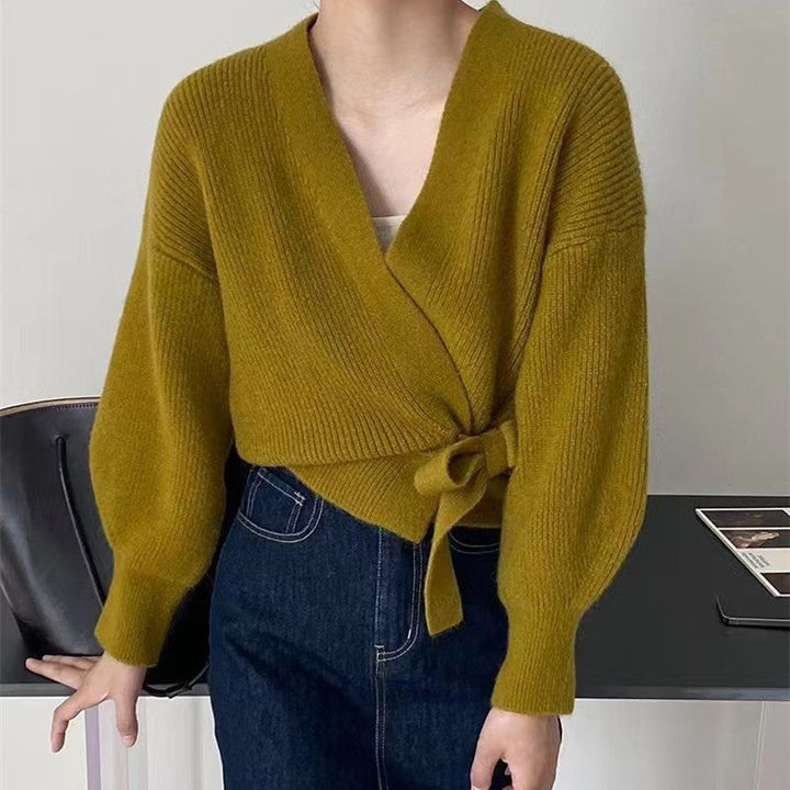 Pull Cache-cœur en Maille Ceinturé Femme