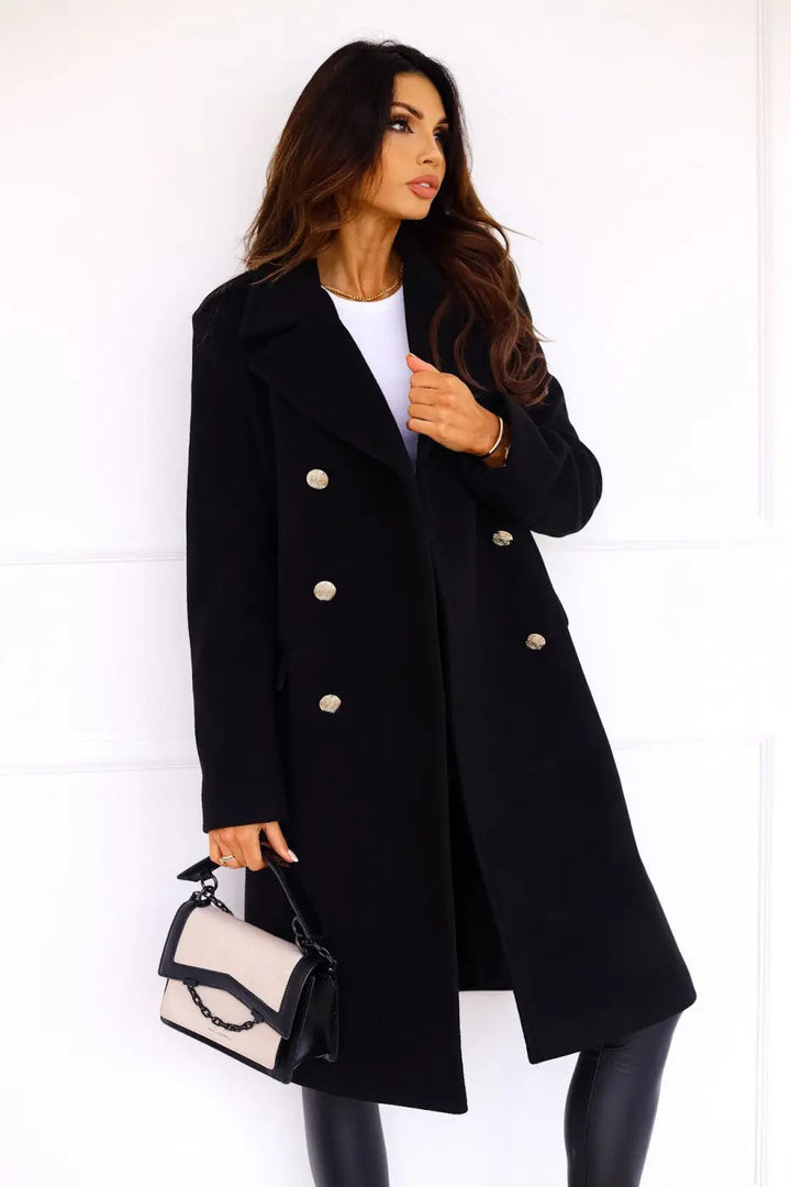 Manteau Cape Long à Double Boutonnage Femme