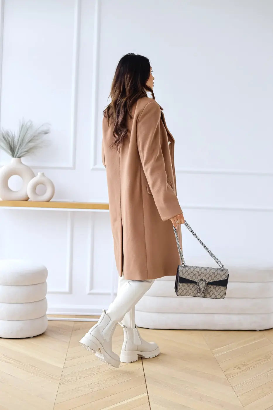 Manteau Cape Long à Double Boutonnage Femme