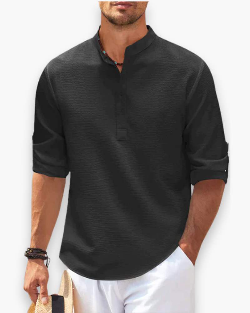 Chemise Décontractée Col Officier Homme