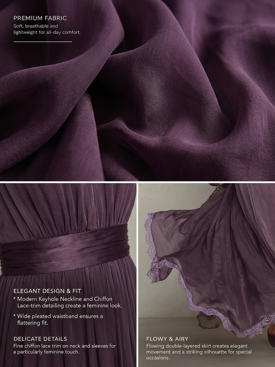 Robe Longue Plissée Élégante Femme