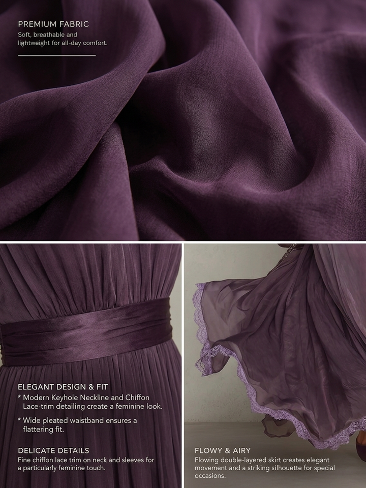 Robe Longue Plissée Élégante Femme