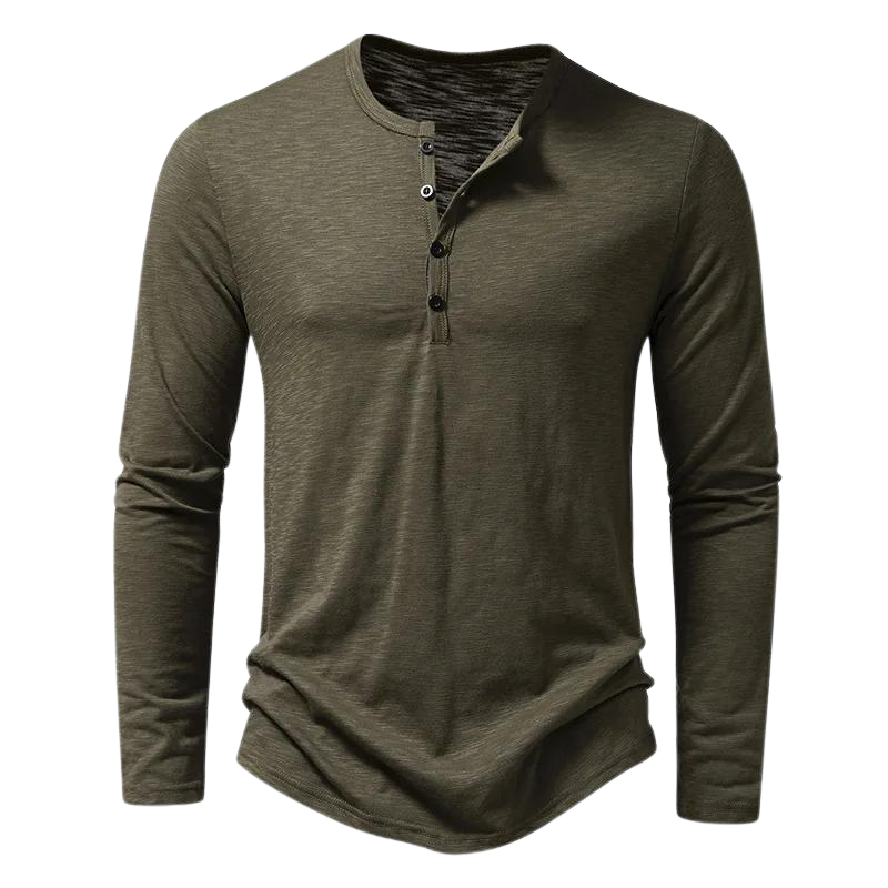T-Shirt Henley à Manches Longues Homme