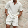 Men's Textured Polo and Shorts Set