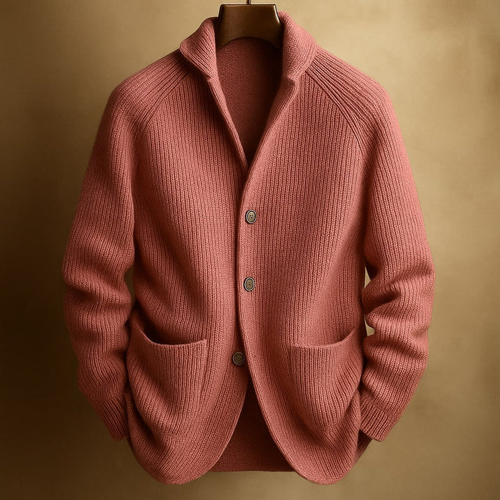 Cardigan en Maille Côtelée à Boutons Homme