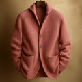 Cardigan en Maille Côtelée à Boutons Homme