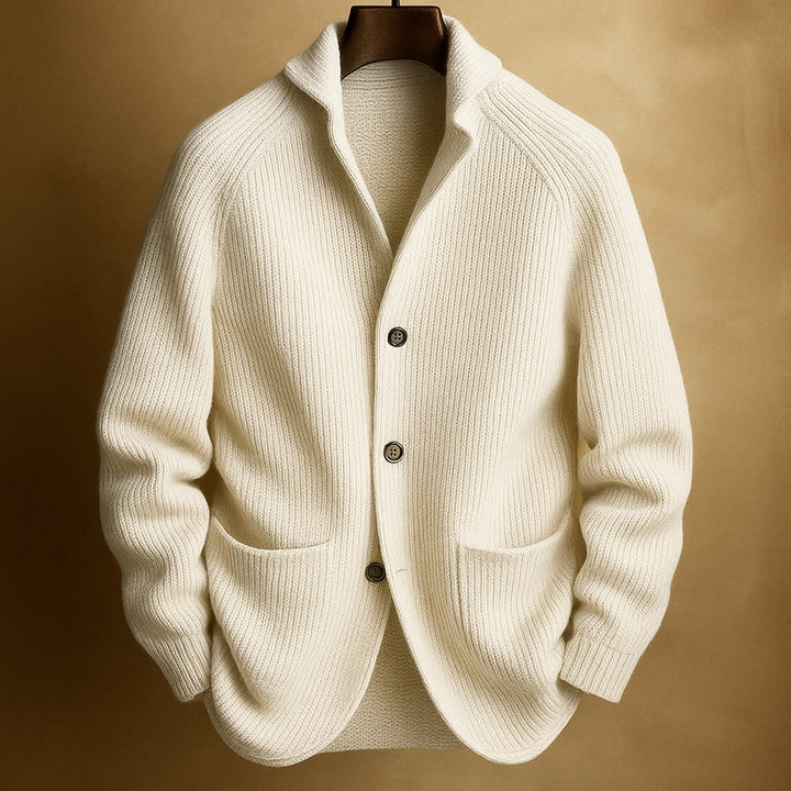 Cardigan en Maille Côtelée à Boutons Homme