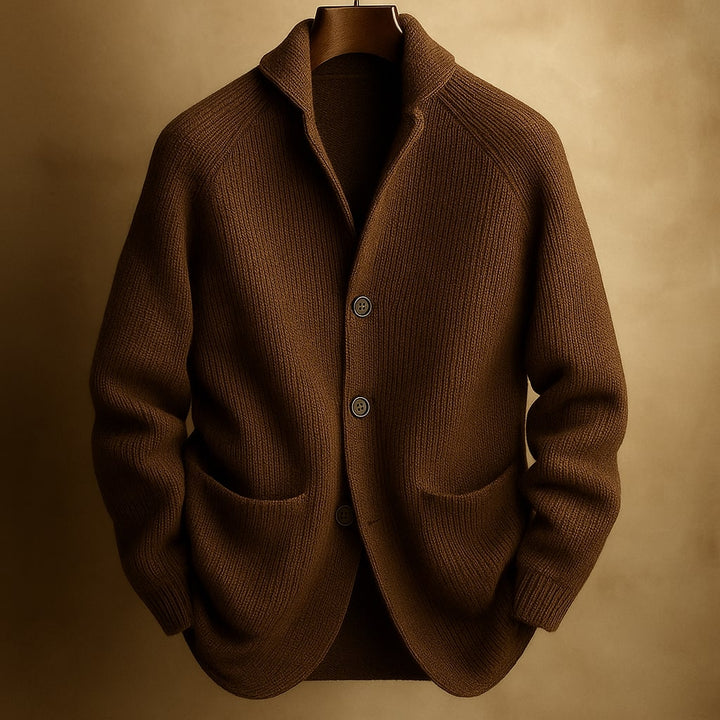 Cardigan en Maille Côtelée à Boutons Homme