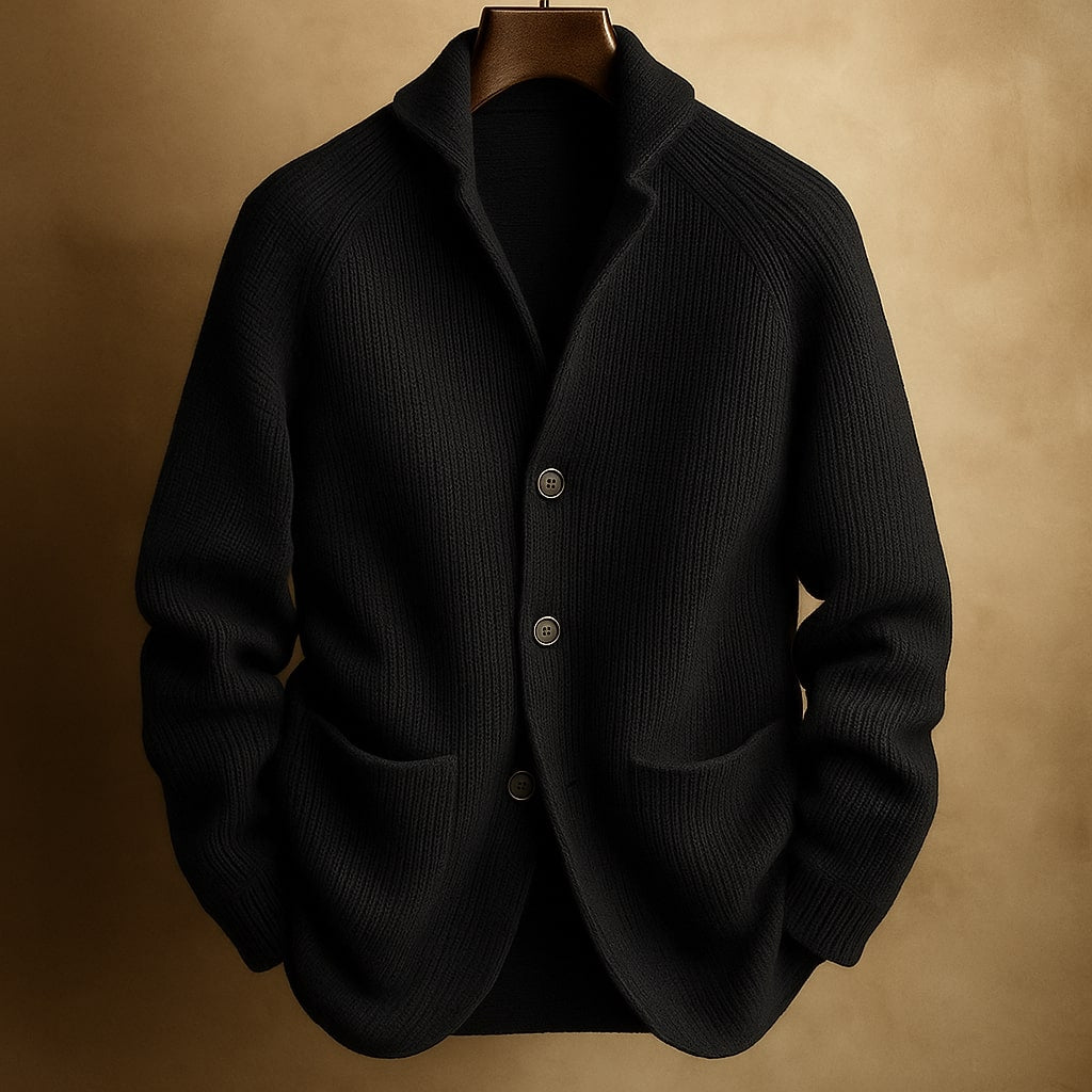 Cardigan en Maille Côtelée à Boutons Homme