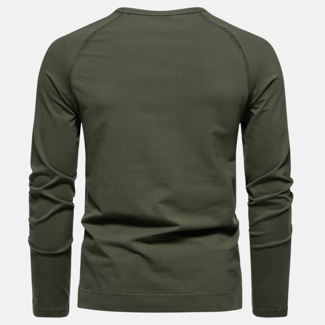 T-shirt à Manches Longues et Col Tunisien Homme