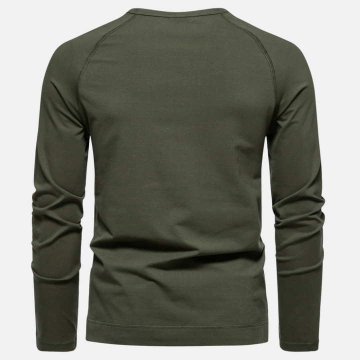 T-shirt à Manches Longues et Col Tunisien Homme